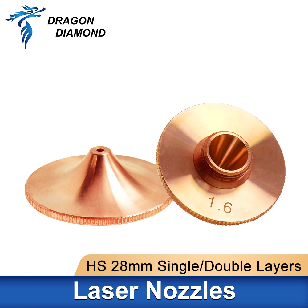 

Dia.28mm 32mm Caliber 0.8 - 4.0 Laser Nozzles Single Double Layer For HS OEM Precitec Fiber Laser Cutting Head