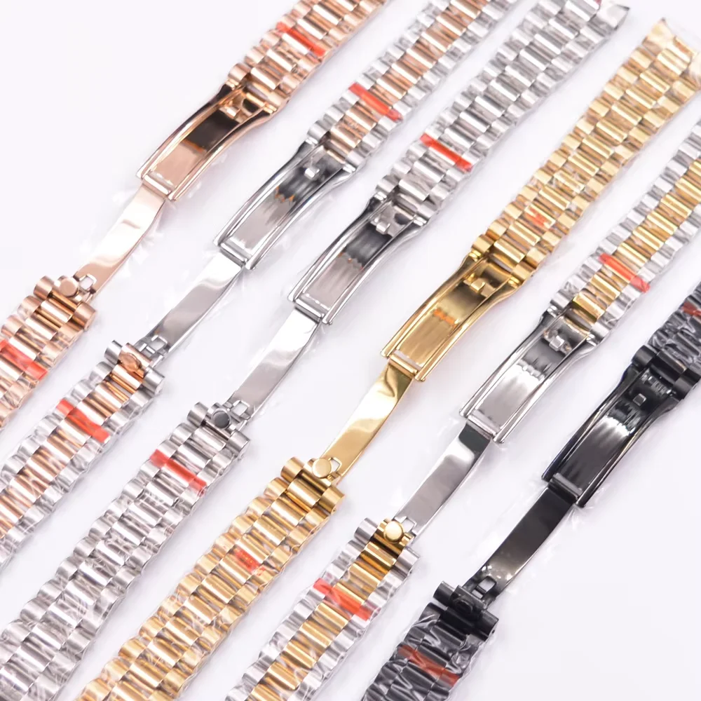 High quality 20mm stainless steel watch band folding buckle fit watch case strap Presidential bracelet