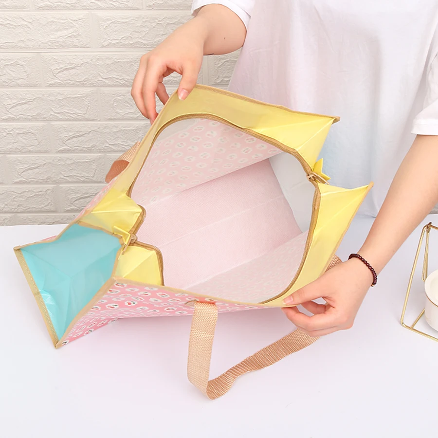 Farbige, wasserdicht beschichtete Vlies-Tragetasche, kreativer Druck, Geschenkverpackung, Einkaufstasche, Aufbewahrungstasche mit großem Fassungsvermögen – Detail 9