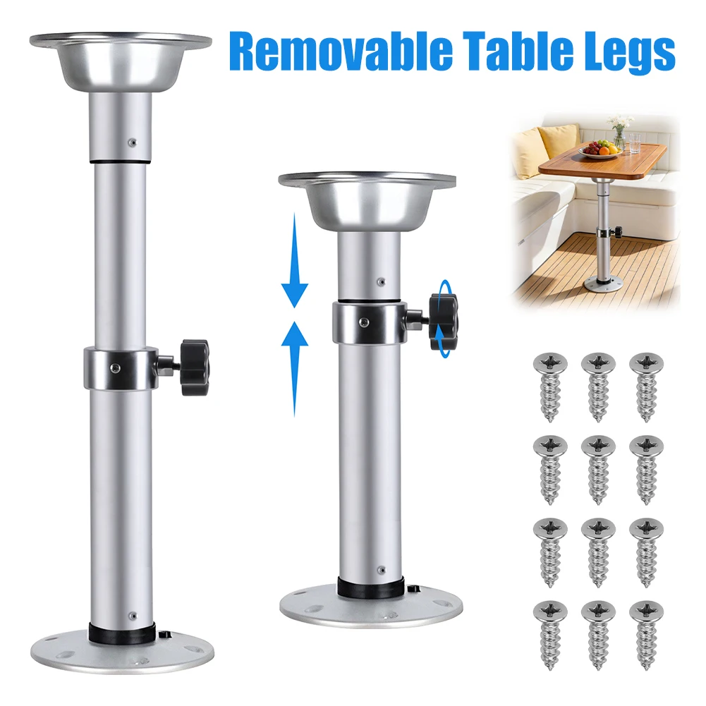 

Adjustable Tables Pedestal Mount with Gas Lift Aluminum Removable Base One-Leg Lifting System for Boat Yacht Motorhome Caravan