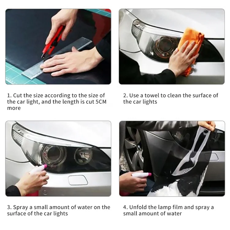 PVC Car Headlight Lamp Film Fog Lamp Sticker Car Headlight Tailing Moulding Foil Self-Adhesive Car Accessories