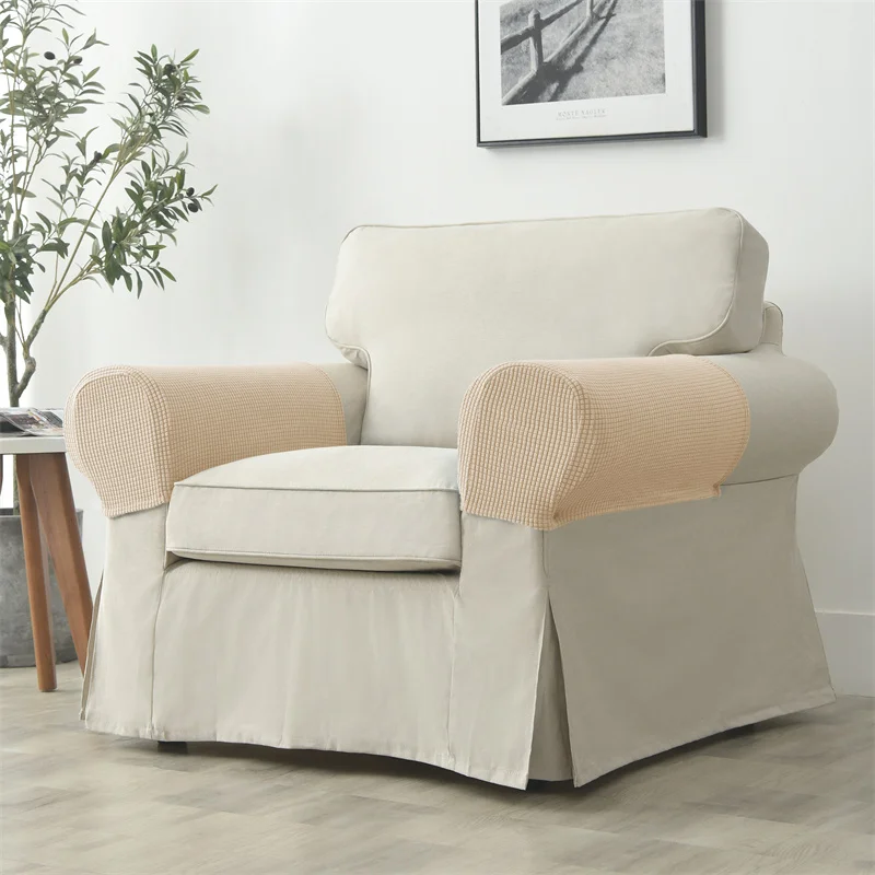 2-teiliges Set Stretch-Sofa-Armlehnenbezug Polar Fleece Schmutzabweisender Couch-Sessel Möbelschutz-Bezüge Einfarbig Wohnungsdekoration – Detail 23