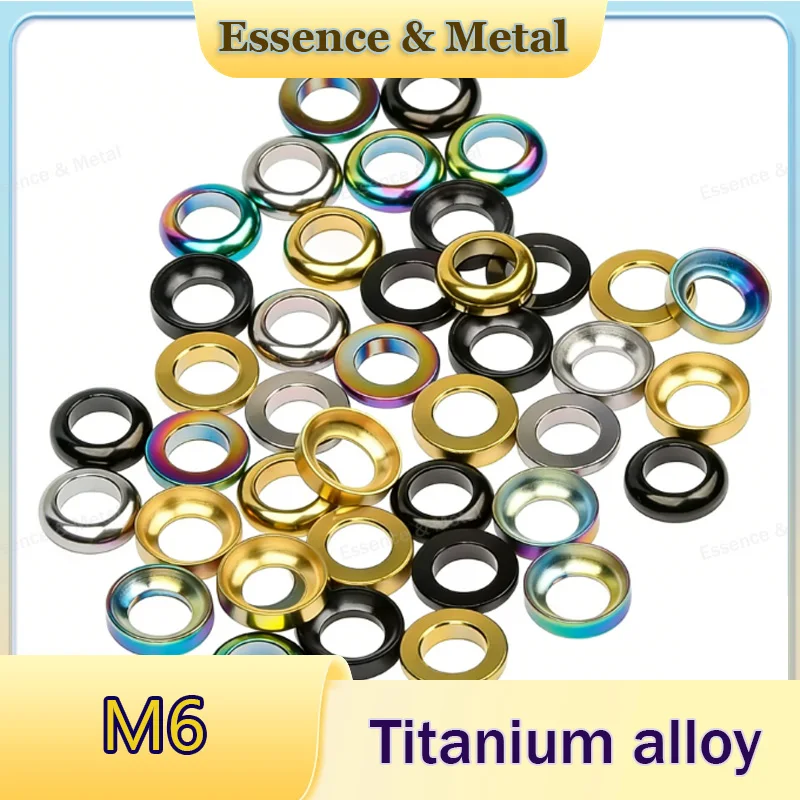 2/4PCS Titanium Alloy Gasket M6 Concave and Convex Gasket Bb5/bb7 Brake Screw Washer Spacer Suitable for Bicycle Caliper Brakes