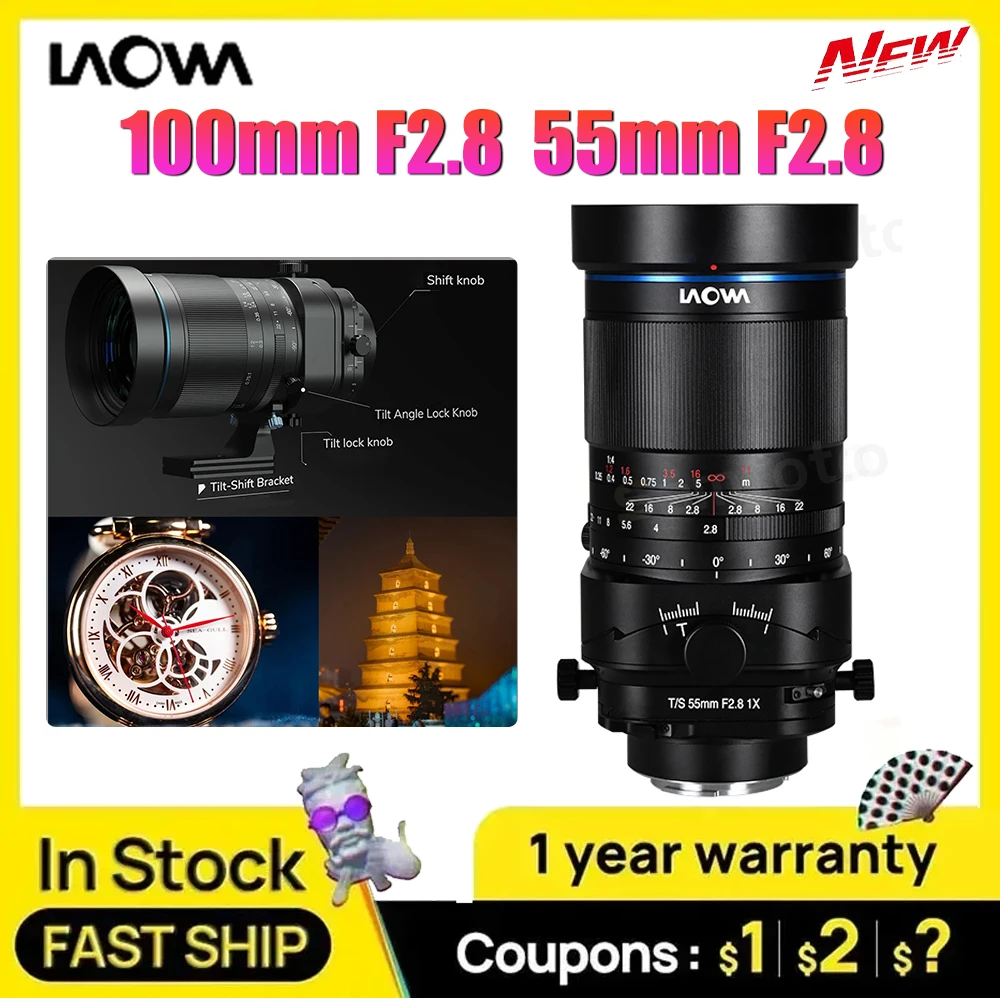 Venus Optics LAOWA 100mm F/2.8 / 55mm F2.8 TILT X1 Macro Full Frame Shift Lens for Sony E for Canon RF Nikon Z Fuji GFX L Mount