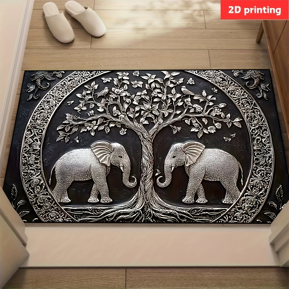 VIKAMA خمر الفيل طباعة السجاد الحمام المطبخ حصيرة عدم الانزلاق الداخلية سجادة باب غرفة نوم شرفة مدخل السجاد #4