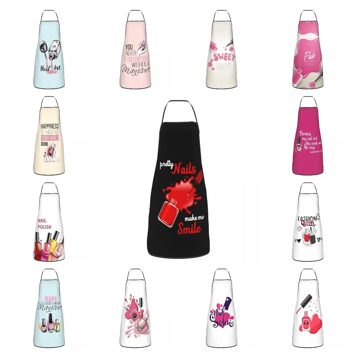 Nail Polish Pattern Apron For Men Women Manicurist Gift Adult Kitchen Chef Bib Tablier Cuisine Cooking Baking Painting