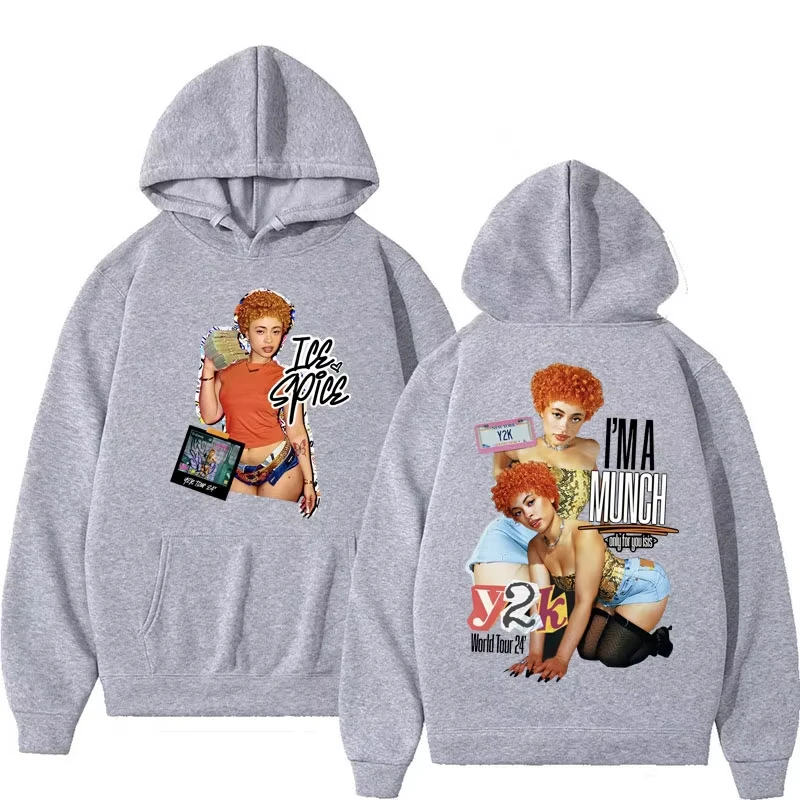 Men Women Vintage Trendy Hip Hop Sweatshirt Autumn Winter Loose Streetwear Rapper Ice Spice Y2k 2024 Tour Concert Graphic Hoodie