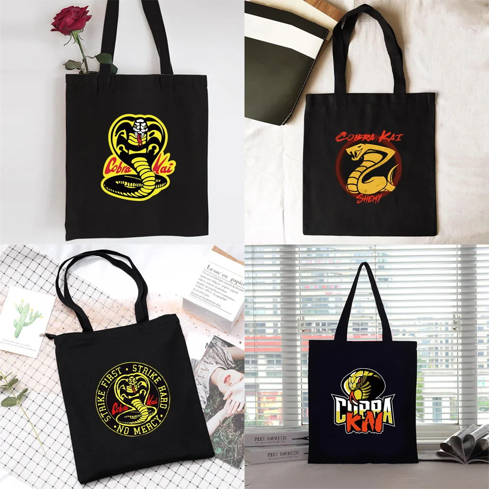 

Shopping Bag Women Canvas Shopper Shoulder Bag Eco Handbag 2022 Fashion Organizer Tote Bag Commute Grocery Bag Cobra Print