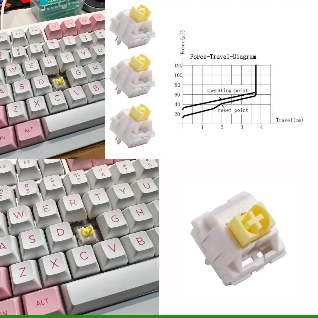 U55C Milk Yellow Switch 5pin Linear Switch Smooth Bottom 63.5g Gold Spring for JWICK MX Switches Mechanical Keyboard