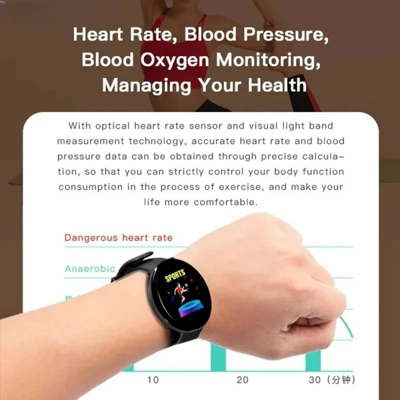 True Pedometer Chip Intelligent Wristband Screen Heart Rate Blood Pressure Sleep Monitor Walking Exercise Smartwatch