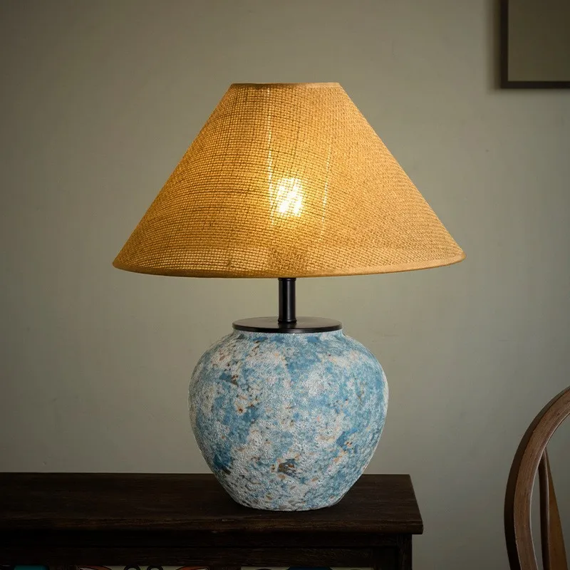 For Wabi-Sabi Style Ceramic Lamp, Bedside Decoration for Hotel, Living Room & Bedroom