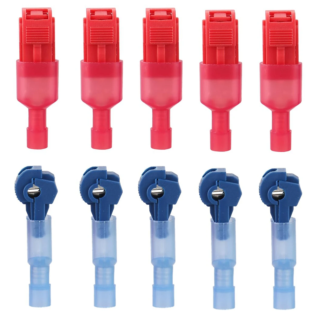 Conectores de fio T Tap - Kit de terminais elétricos de emenda rápida auto-descascamento à prova d'água vermelho 22-18AWG para fiação automotiva