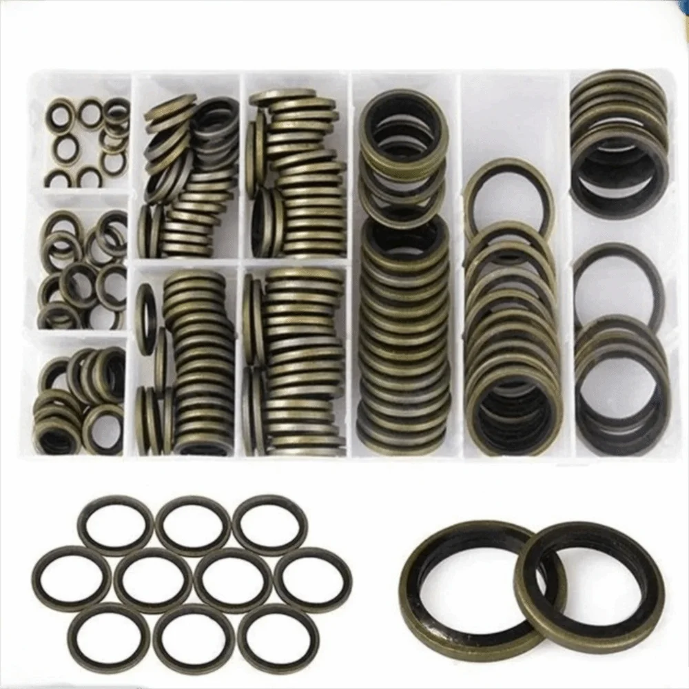 

150pcs/set Rubber Oil Pan Drain Gasket O-Ring Mixed Size Combination Bolt Pad Durable Seal Set Drainage Bolt Pad