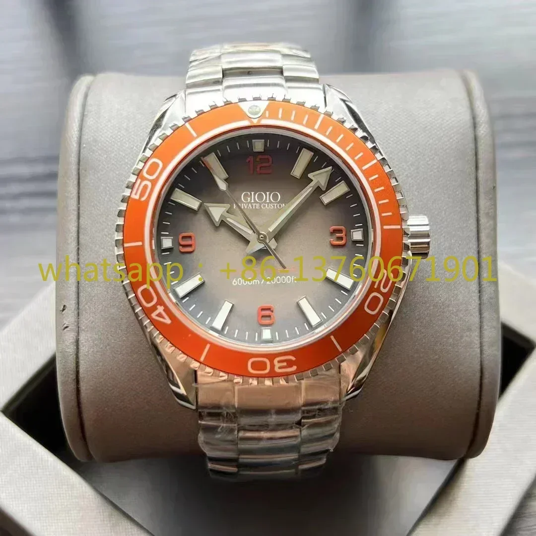 2023 New Mens Automatic Mechanical Watch Stainless Steel Blue Black Ceramic Orange Bezel Sapphire Ultra Deep 45mm Sport Watches