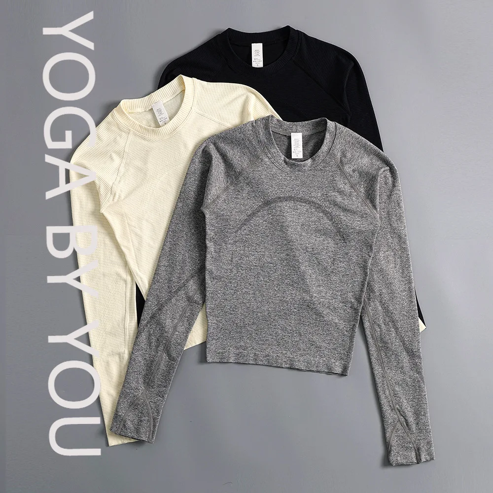 

Pilates foreign trade seamless sports long-sleeved t-shirt quick-drying breathable slim-fitting slim yoga top running fitness we