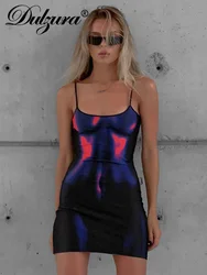 Dulzura Summer Sexy Y2K Clothes Tie Dye Print Sleeveless Backless Bodycon Min Dress For Women 2023 Club Party Streetwear Outfits