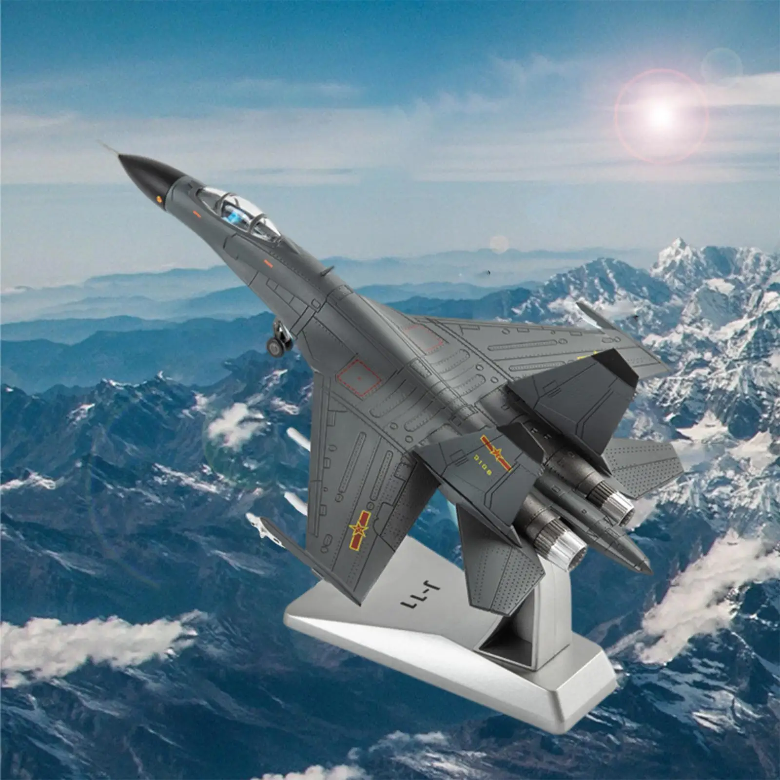 Diecast 1/100 Scale Aircraft J-11 Fighter for Table Decoration