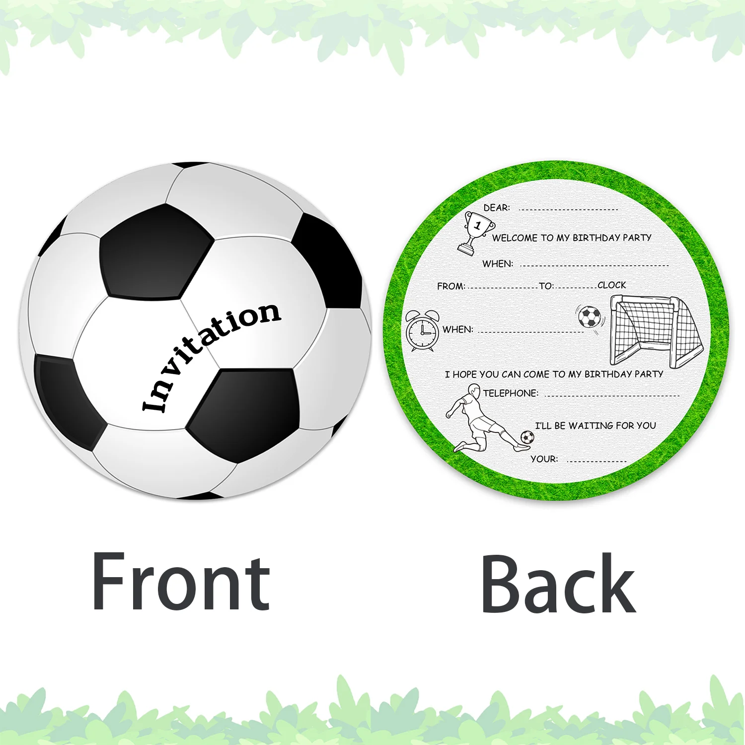 10 Stück Fußball-Einladungskarten, Gruß-Einladungskarten für Geburtstagsfeier, Babyparty, Partyzubehör