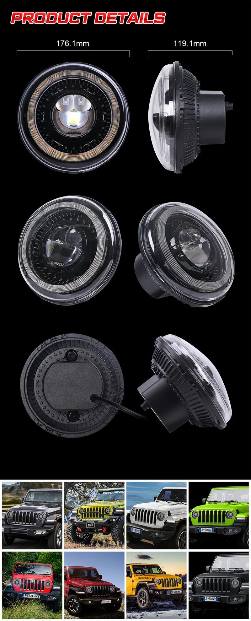 7 Inch LED Headlights Filed 4x4 Turn Signal Round HeadLight for Land Rover Defender Lada Niva 4X4 Uaz Hunter Mazda Miata MX5