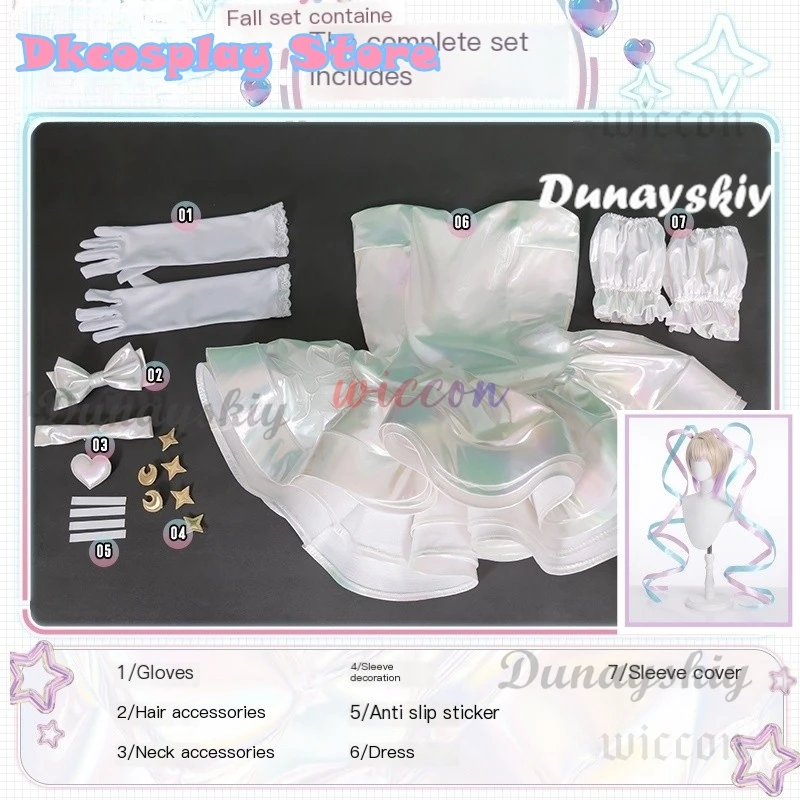 KAngel Cosplay Kostuum NEEDY GIRL OVERDOSE Fantasy Verjaardag Kleurrijke Jurk Overbelasting Lolita Outfit Laser Rokken Lint Pruik