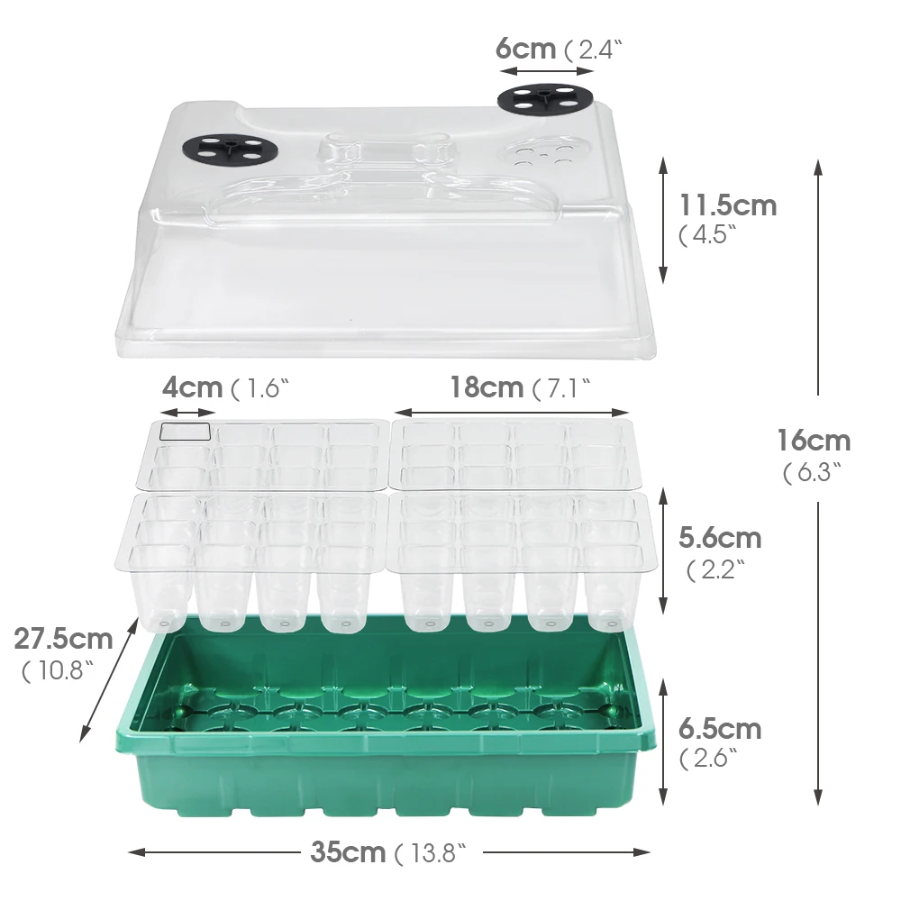 48 komórek tace do sadzonek pudełko do kiełkowania z 30W ciepła grzejąca grzewczym do zestawu tacki startowej do nasion z regulacją temperatury