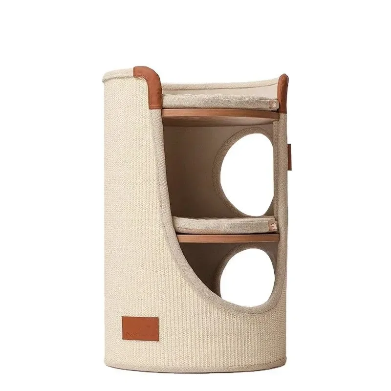 

Eco-Friendly Large Indoor Climb Cat Castle Cat House Scratcher with Removable Cat Shelter and Cages Three Layers of Felt Bed