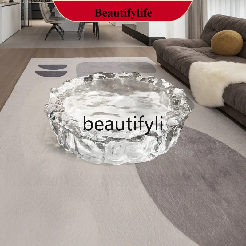 

Transparent resin round coffee table light luxury high-end feeling living room home sofa side water ripple table G1218
