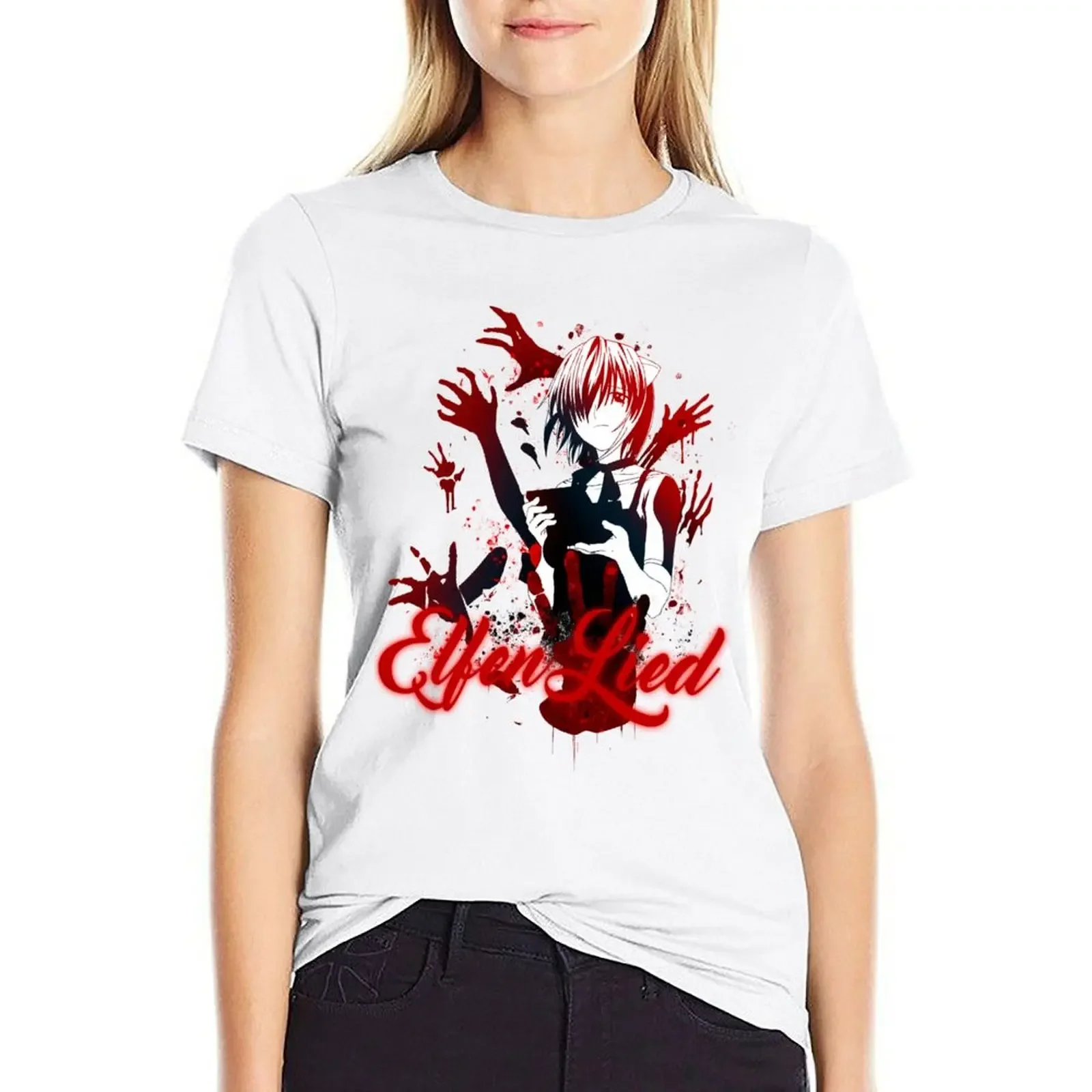 Elfen Lied T-shirt lady clothes female Woman clothing