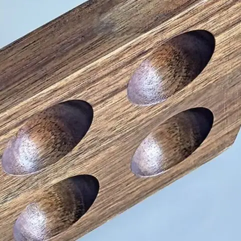 

1PC Egg Tray Four-Compartment Layout Kitchen Storage Solution Japanese Style Wooden Egg Holder Egg Plate With Handle Parts