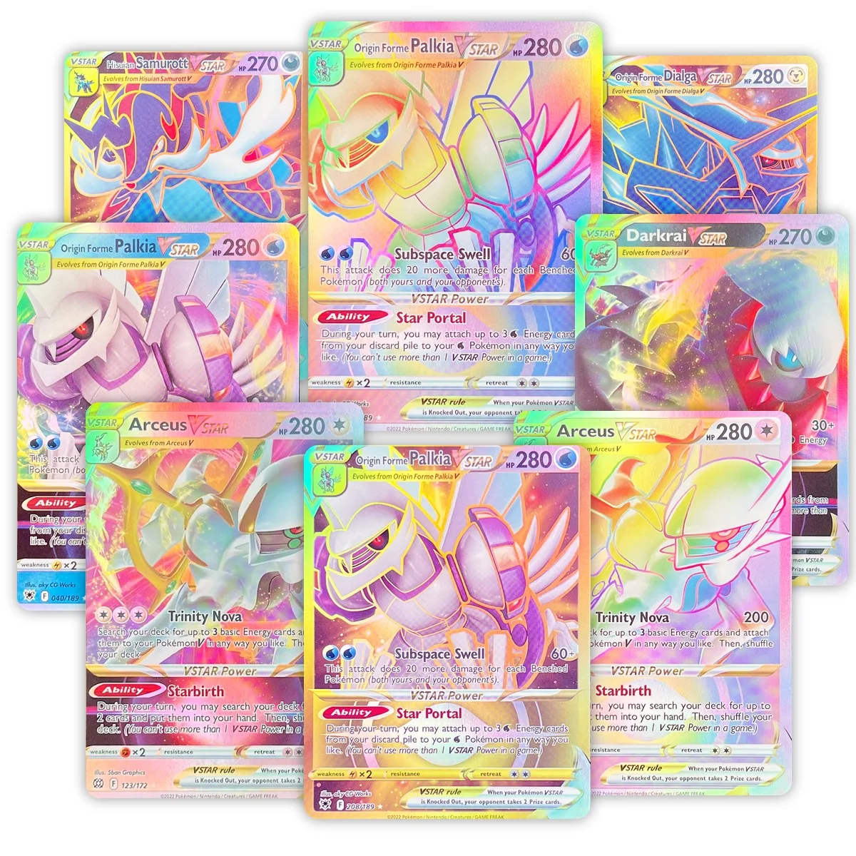 PKM Proxy Astral Radiance(ASR) Brilliant Stars(BRS) Darkrai/Dialga FOIL Holographic Rare Cards, PTCG Collection Gifts Toys
