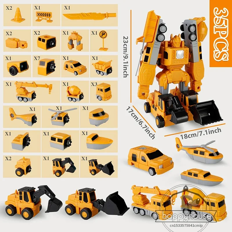 Voiture d'ingénierie à transformation magnétique, jouets assemblés pour tout-petits, blocs magnétiques pour enfants, activités, jouet de transformation de voiture Robot