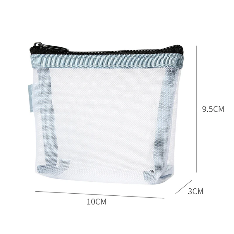 Portable Clear Mesh Coin Bags Coin Purse Mini Zipper Change Purse Bus ID Credit Card Holder Key Earphone Data Line Storage Bags