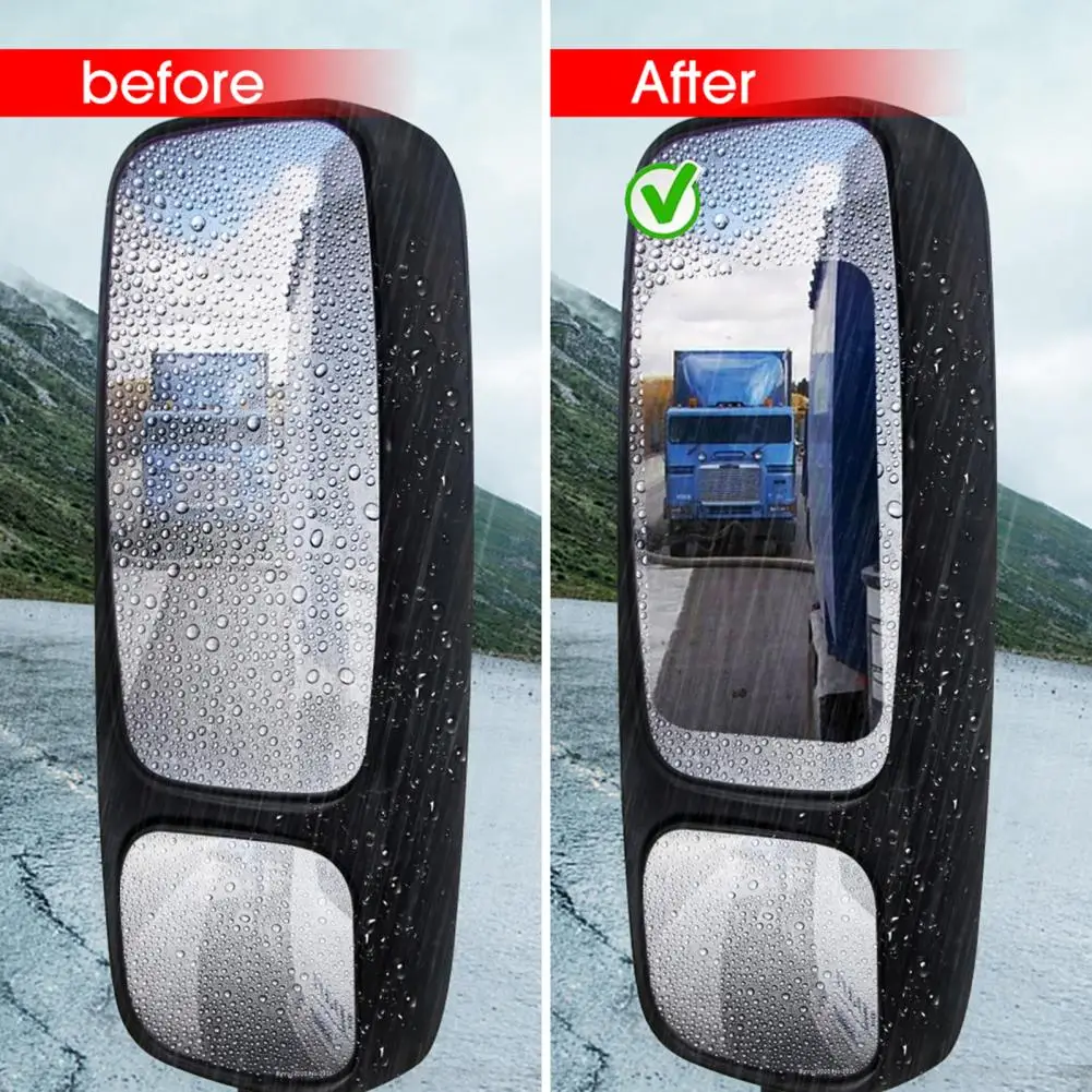 2Pcs Rearview Film Large Hydrophobic Reusable Anti-fog Film Adhesive Mirror Protective Film for Truck