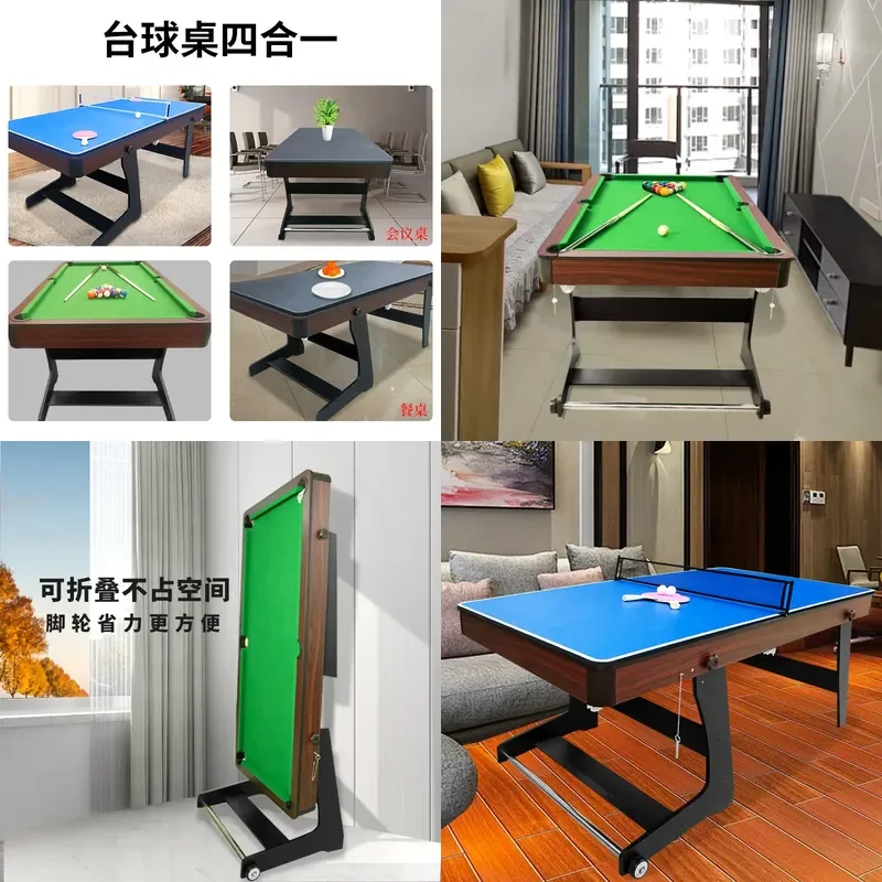 For Home Commercial Use 4 in 1 Folding Pool Table Multi-functional Snooker Billiard Pong Game Table Compact Design