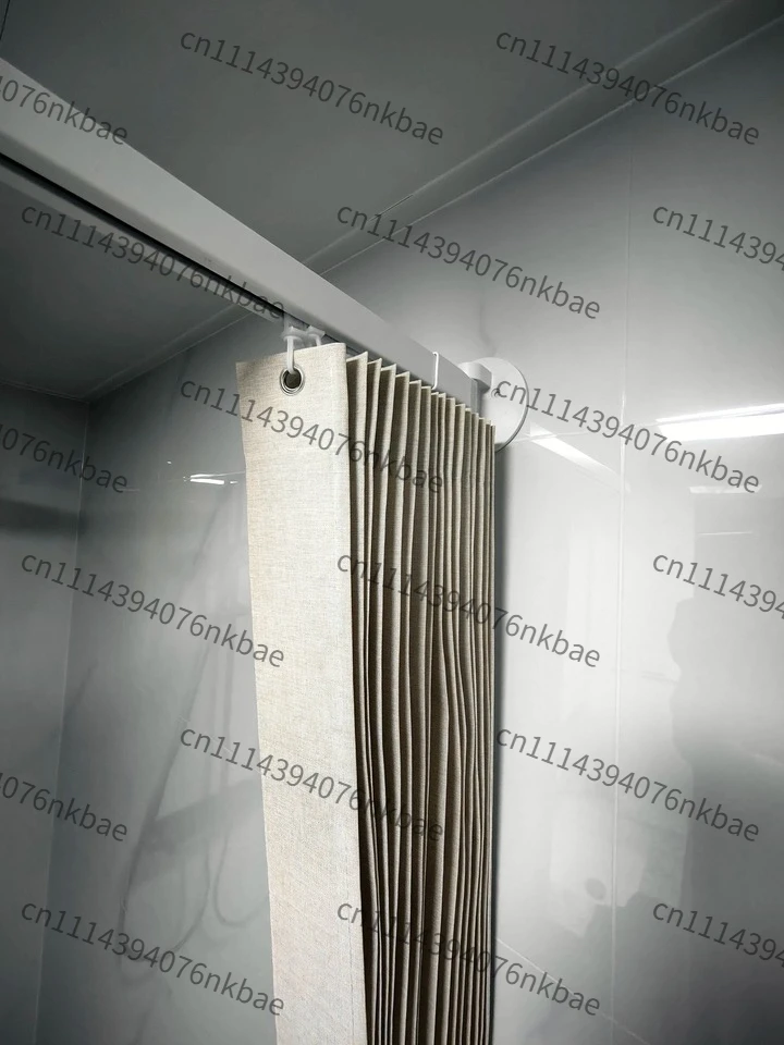 Durable Waterproof Foldable Shower Curtain with Arc-Shaped Sliding Rail,Bathroom Partition Curtain for Toilet Dry-Wet Separation