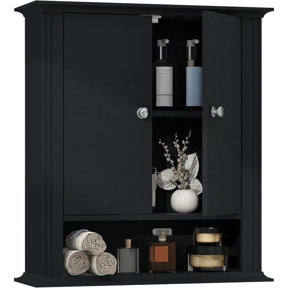 

Bathroom Wall Cabinet Over Toilet, Wall Mounted, Medicine Cabinet with 2 Doors, Hanging Storage Cabinet Over Toilet, Upper Cabin