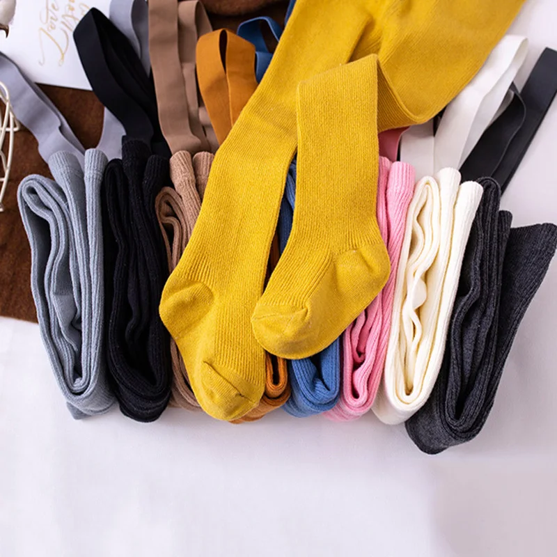 Baby Boys Girls Knitted Tights Kids Autumn Pantyhose Infant Suspender Tights Toddler Spring Leggings Solid Color Clothing