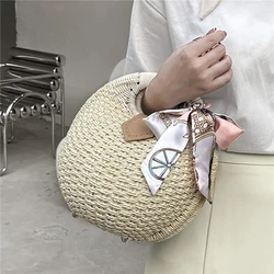 Holiday Shell Handbags Personality Cute Rattan Bag Casual Small Round Tote Woven Female Fashion Beach Bag