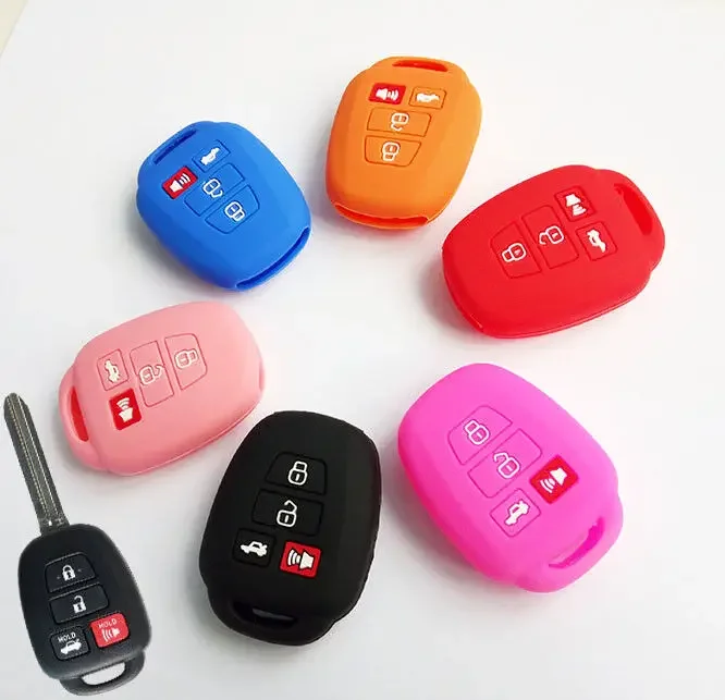 Silicone Key Case Cover Fit For Toyota Corolla Camry 2014 2015 Silicone Key Cover Fob Remote Case Holder