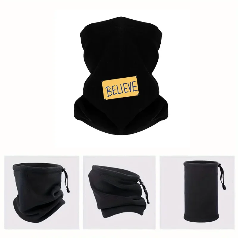 Believe handwritten sign yellow card dark Men Outdoor Scarf Mask Neck Gaiter Hat Women cap Headgear Windproof Keep Warm Winter M