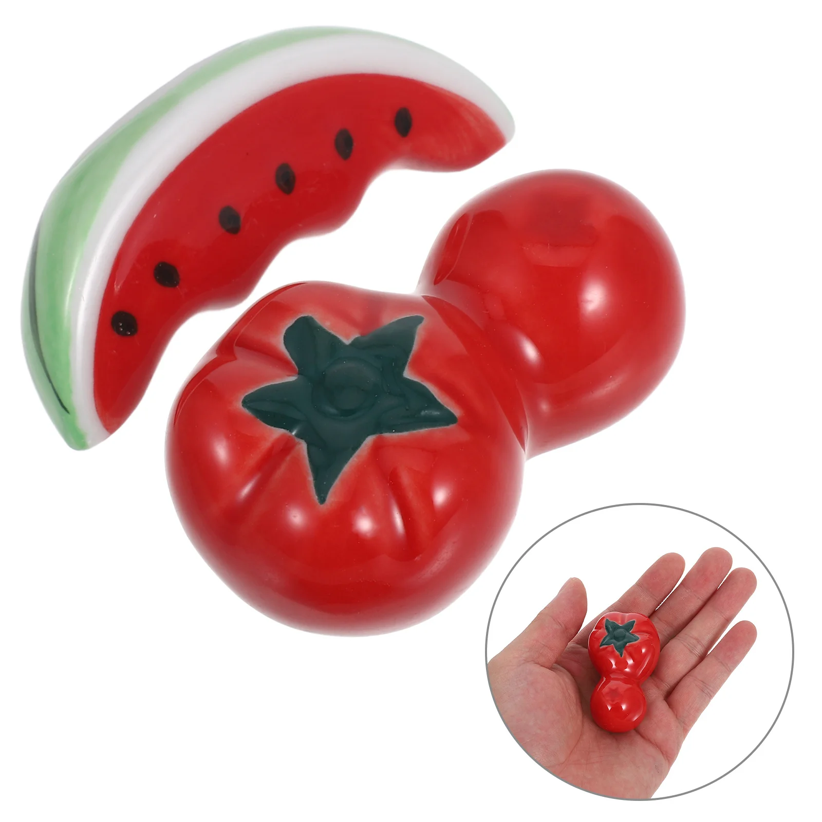

8 шт., милый керамический держатель для палочек для еды с помидорами и арбузом, креативная подставка для фруктовых палочек для еды, стойка для украшения стола, посуда, вилка, ложка