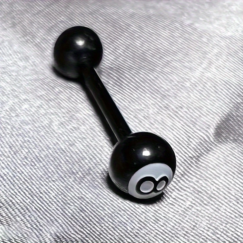 1pc Black Number 8 Billiards Ball Tongue Nail for Women Cool Punk Sexy Tongue Ring Charm Trendy Body Piercing Jewelry