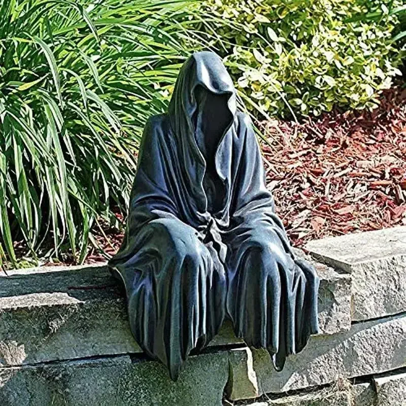 Lord of Mystery in Black Ornament Horror Black Robe Nightcrawler Gothic Home Decoration Seated Resin Statue Craft Ornaments gift