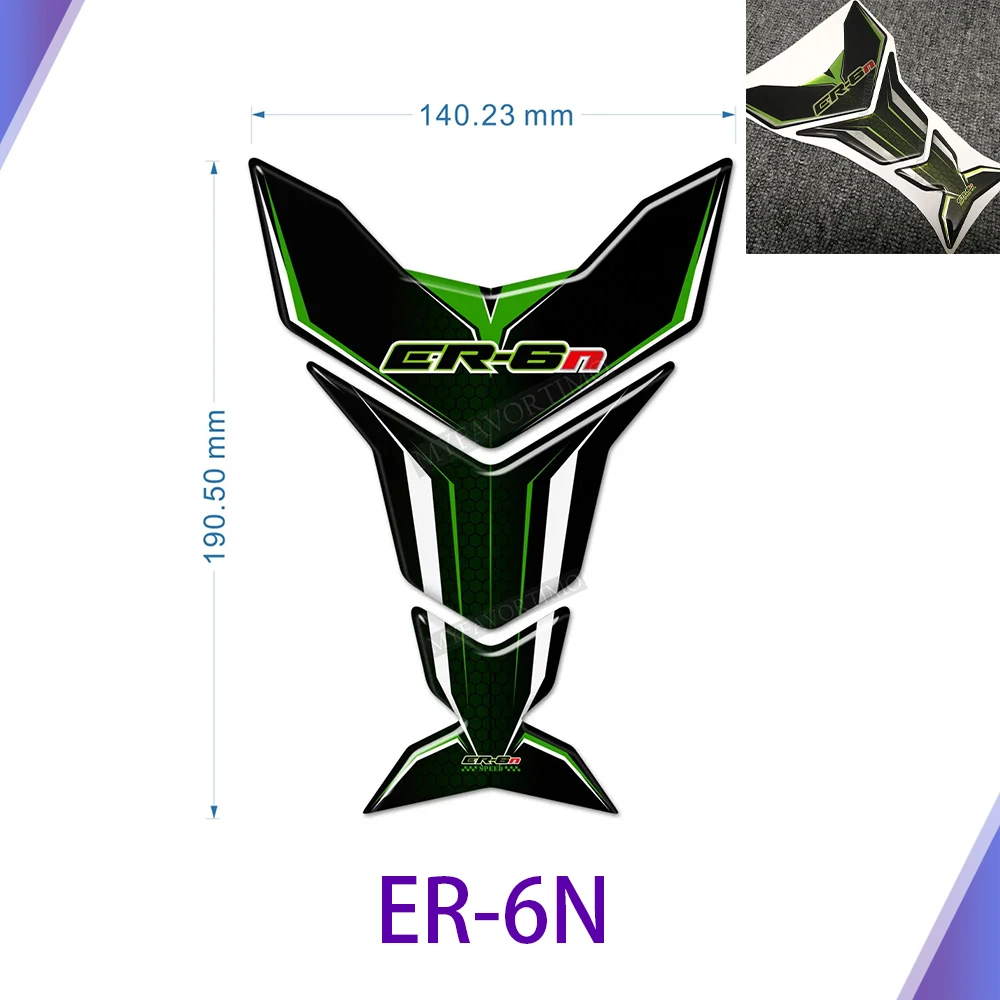 

For Kawasaki ER6N ER-6N Emblem Badge Protection Knee ER 6N Motorcycle Tank Pad Protector Fairing 3D Stickers Accessory