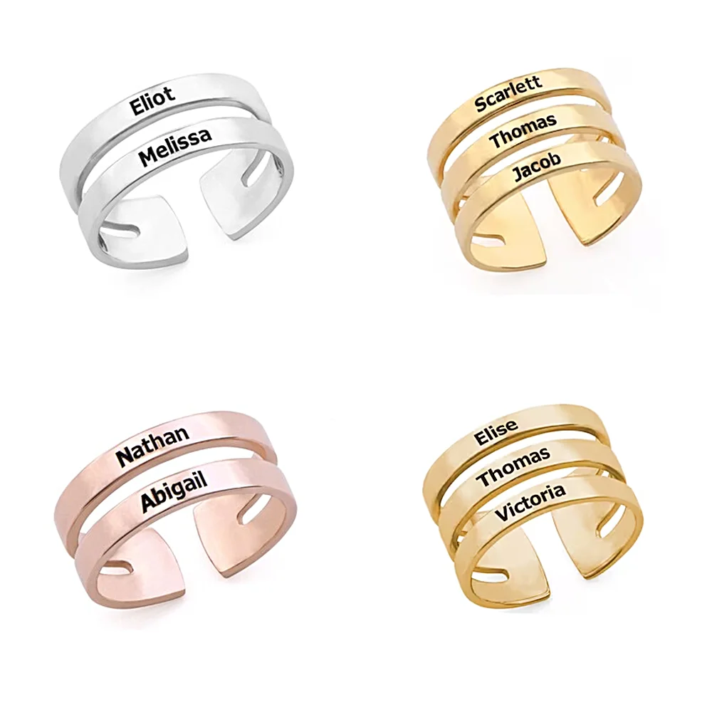 

Couple Promise Rings Custom Personalized Engraving 2-3 Names Rings for Women Mens Stainless Steel Jewelry Valentine's Day Gifts