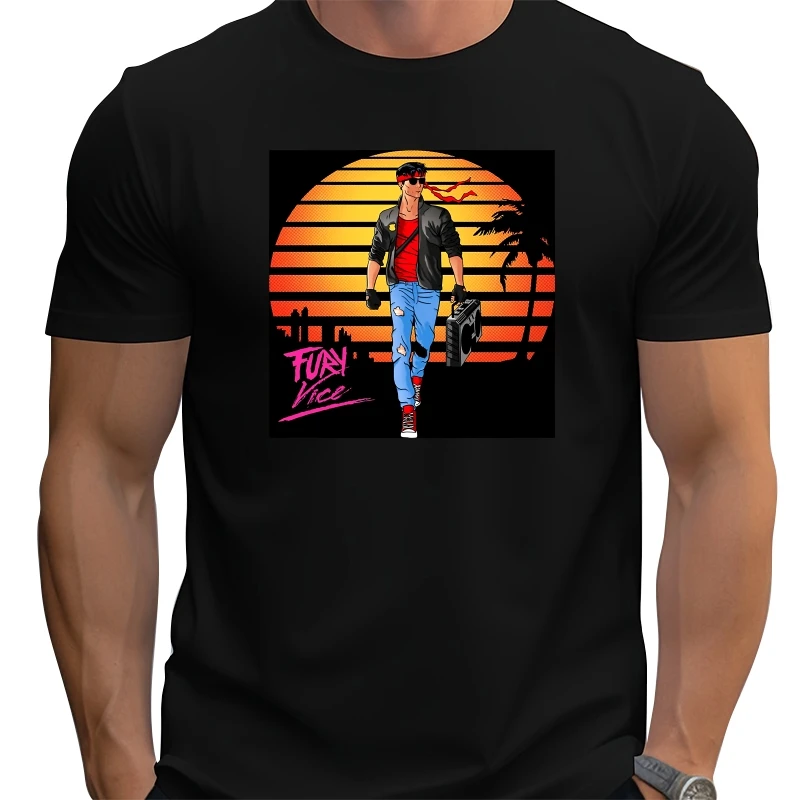 

Faddish Kung Fury Vice Classic Lazy Sleeve T-Shirt Thanksgiving Day O-Neck Pure Java Tops T Shirt for Men Tee-Shirt Funny