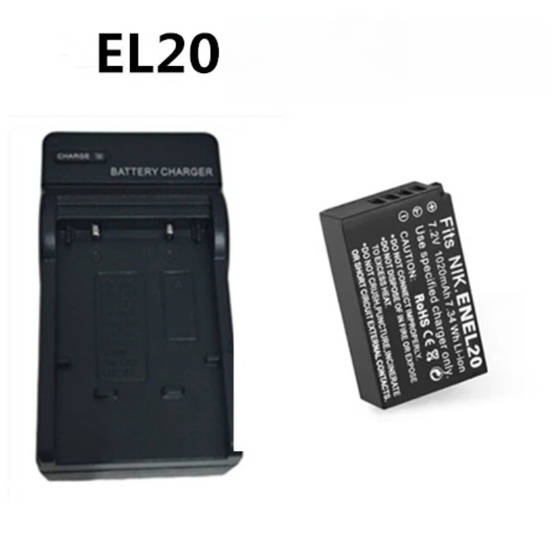 EN-EL20 Kamera-Akku, Ladegerät für Nikon-Kamera EL22 P950 P1000 J1 J2 J3 S1 A Digitalkamera 7,2 V 1020 mAh