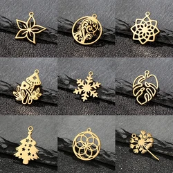 5pc/lot Stainless Steel Charms for Jewelry Making Christmas Tree Snowflake Pendant Mini Charm Bracelet Necklace DIY Accessories