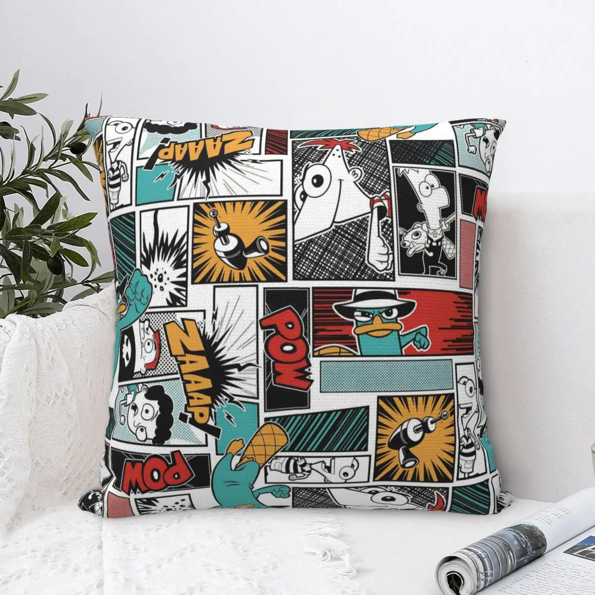 Perry The Platypus Pillow Case Anime Cushion Cover Awesome Polyester Decorative Throw Pillow Case Cover for Home 45x45cm