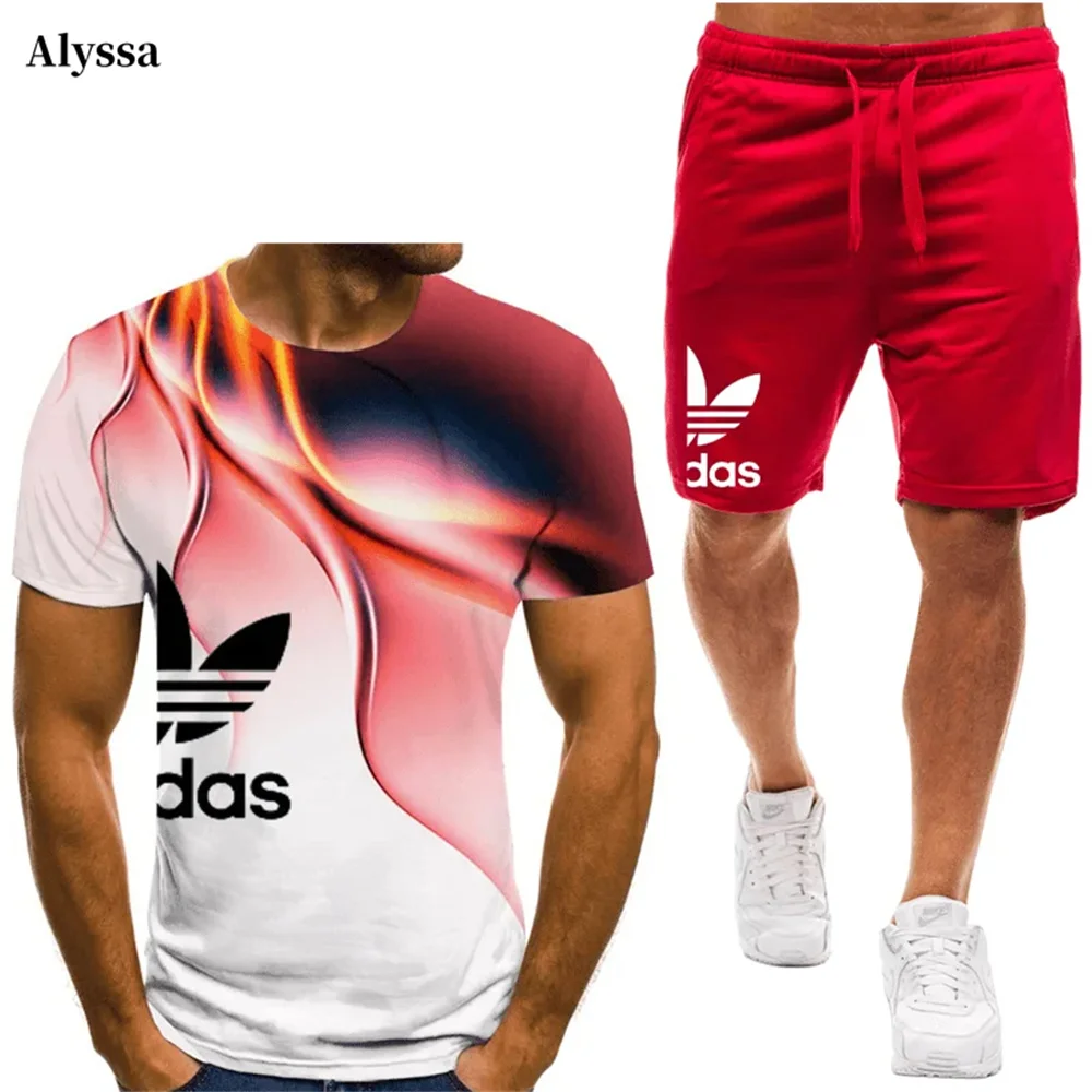 

Summer Men's Casual Sports Suit City Printed Sports Outdoor Jogging Sweatshirt Sweatpants Breathable Quick Drying 2 Piece Suit